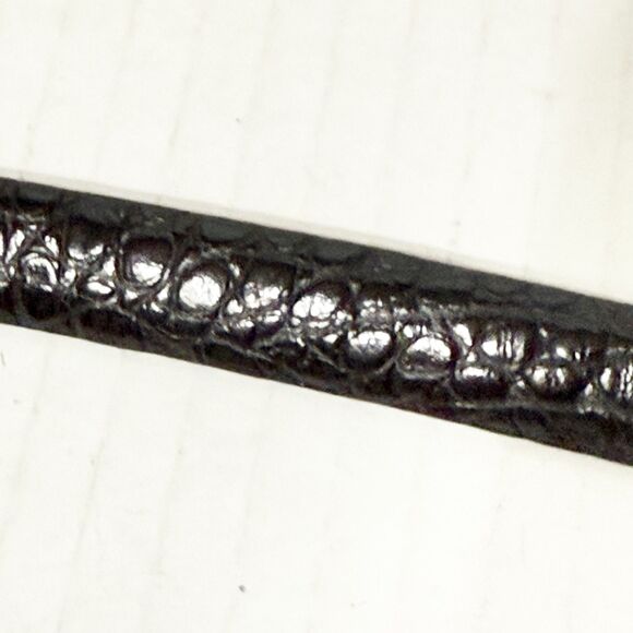 Lauren Ralph Lauren Italian Leather Skinny Belt Women XL Embossed Black Brass main image 5